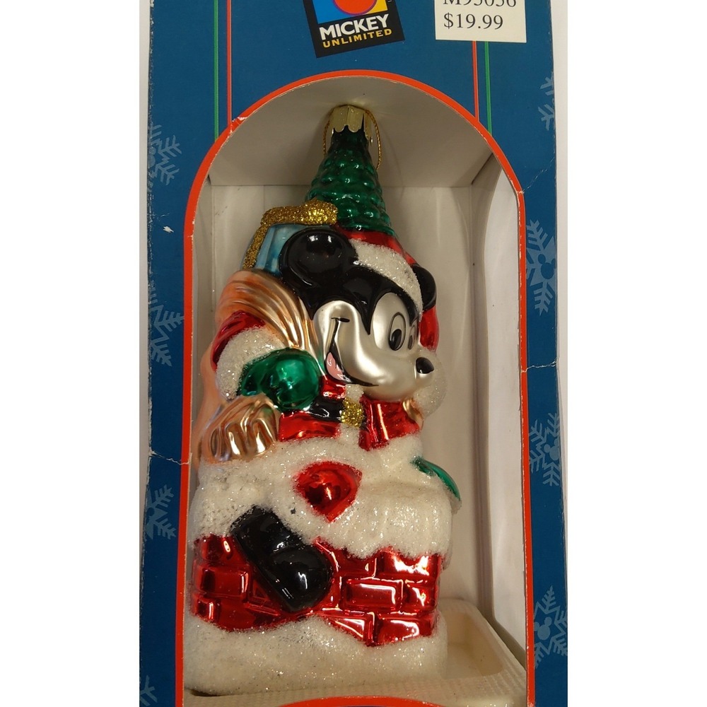 Disney European Style Blown Glass Mickey Mouse Large Christmas Ornament